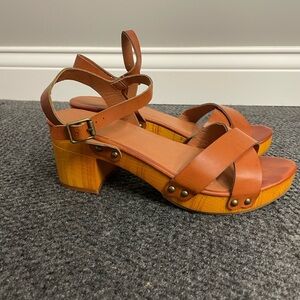 STUNNING Y2K Alter’d State Deirdre Sandal 9 Brown Chunky Strappy Clog Heeled